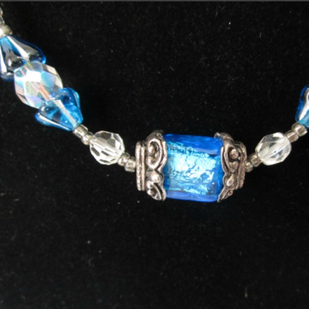 Blue Foil Bead Necklace